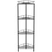 HuggieGems 4 Tier Floor Standing Corner Shower Caddy Organizer Shelf with Hooks Bathroom Shelves Stand Rack Black