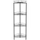 HuggieGems 4 Tier Floor Standing Corner Shower Caddy Organizer Shelf with Hooks Bathroom Shelves Stand Rack Black