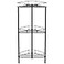 HuggieGems 3 Tier Floor Standing Corner Shower Caddy Organizer Shelf with Hooks Bathroom Shelves Stand Rack Black