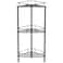 HuggieGems 3 Tier Floor Standing Corner Shower Caddy Organizer Shelf with Hooks Bathroom Shelves Stand Rack Black