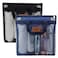 Hommtina 2 Pcs Shower Mesh Caddy Bag Quick Dry Hanging Toiletry and Bath Organizer for Travel and Swimming with Zipper Dark BlueBlack