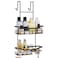 HapiRm Hanging Shower Caddy Over the Door with Soap Holder No Drilling Adhesive Shower Organizer with 11 Hooks Rustproof Waterproof 304 Stainless Steel Bathroom Shelves Black