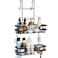 HapiRm Hanging Shower Caddy Over the Door with 14 Hooks and Soap Holder No Drilling Adhesive Shower Storage Rustproof Waterproof Stainless Steel Bathroom Shelves Black