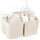 rejomiik Portable Shower Caddy Basket Plastic Cleaning Caddy Organizer Storage Tote with Handle for Bathroom College Dorm Room Essentials Cream