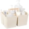 rejomiik Portable Shower Caddy Basket Plastic Cleaning Caddy Organizer Storage Tote with Handle for Bathroom College Dorm Room Essentials Cream