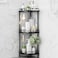 SWTYMIKI Corner Shower Caddy Standing 3 Tier Rustproof Metal Shower Organizer Stand with Soap Holder and 4 Hooks Freestanding Floor Shower Storage Stands for Bathroom Black