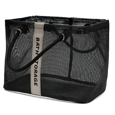 TOPASION Bath Storage Shower Caddy Organizer for Bathroom College Dorm Camp Gym Small Black