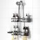 REINHARDT Adjustable Shower Caddy Hanging Rustproof Shower Caddy for Handheld Showerheads Shower Organizer with Hooks Soap Holder Toothbrush Holder AntiSwing Shower Rack Bathroom Accessories Black