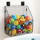 Greentainer Bath Toy Storage Organizer Large Foldable Bathtub Toy Holder with Drainage No Drill Adhesive Wall Mounted Rustproof Metal Wire Basket for Bathroom Tub Shower Toys