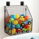 Greentainer Bath Toy Storage Organizer Large Foldable Bathtub Toy Holder with Drainage No Drill Adhesive Wall Mounted Rustproof Metal Wire Basket for Bathroom Tub Shower Toys