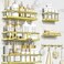 YASONIC Shower Caddy 6 Pack Large Capacity Bath Organizer with Soap Holder and 12 Hooks Rustproof Shower Shelves for Inside Shower No DrillingSleek Bathroom Organizers and Storage Gold