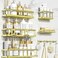 YASONIC Shower Caddy 6 Pack Large Capacity Bath Organizer with Soap Holder and 12 Hooks Rustproof Shower Shelves for Inside Shower No DrillingSleek Bathroom Organizers and Storage Gold