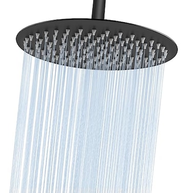 Midanya Round Rainfall Shower Head High Pressure Stainless Steel Waterfall Large Rain Shower Head Ultra Thin DesignMatte Black 10 Inch