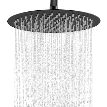 Midanya Round Rainfall Shower Head High Pressure Stainless Steel Waterfall Large Rain Shower Head Ultra Thin DesignMatte Black 12 Inch