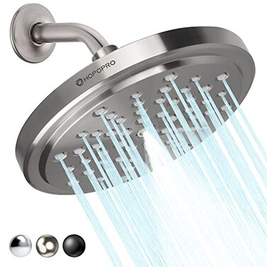 HOPOPRO High Flow Shower Head High Pressure Rain 7 Inch Rainfall Spray Showerhead Toolfree 1Min Installation Adjustable Bathroom Shower Head Replacement with Luxury Look Brushed Nickel