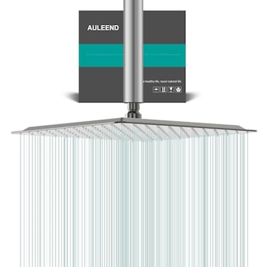 AULEEND Square Rain Shower Head High Flow Stainless SteelWork with any decorative styleAll Metal Rainfall Shower Head Brushed Nickel 12
