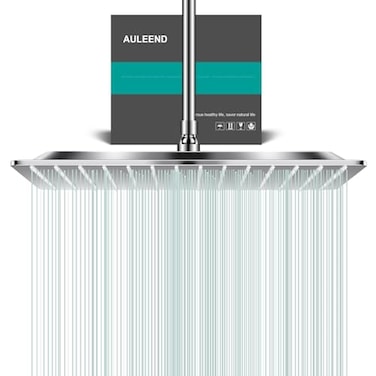 AULEEND Square Rain Shower Head High Flow Stainless SteelWork with any decorative styleAll Metal Rainfall Shower Head Chrome 16