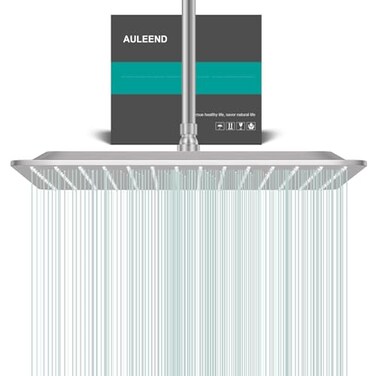 AULEEND Square Rain Shower Head High Flow Stainless SteelWork with any decorative styleAll Metal Rainfall Shower Head Brushed Nickel 16
