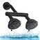 AZOS High Pressure Double Shower Head with ShutOff Valve and Shower Arm Set Solid Brass Casting Dual Outlet Manifold Dual Shower Fixed Head 3 Function Shower Heads Sprayers Matte Black