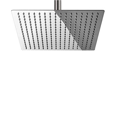 BESy 12 Inch Rain Shower Head 12 Square Rainfall High Pressure Stainless Steel Bath Shower Head 116 Ultra Thin Waterfall Full Body Coverage with Silicone Nozzle Polished Chrome