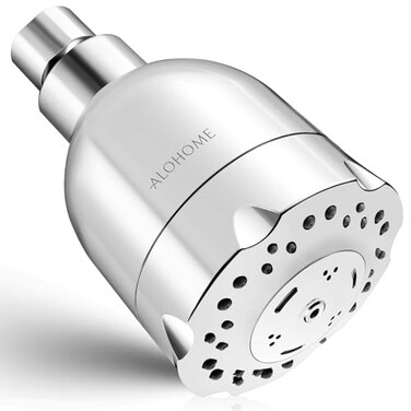ALOHOME High Pressure Boosting Shower Head 6 Powerful Spray Settings Perfect for Low Water Pressure Homes 36 Luxury Modern Chrome Finished Shower Head with 360 Adjustable Brass Ball Joint