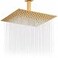 BSTIIU Rainfall Shower Head in Gold Extra Large 16 Inch Square Ceiling Mount Shower Head High Pressure Ultra Thin Top Rain Shower Heads Brushed Brass Gold