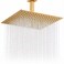 BSTIIU Rainfall Shower Head in Gold Extra Large 16 Inch Square Ceiling Mount Shower Head High Pressure Ultra Thin Top Rain Shower Heads Brushed Brass Gold