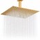 BSTIIU Rainfall Shower Head in Gold Extra Large 16 Inch Square Ceiling Mount Shower Head High Pressure Ultra Thin Top Rain Shower Heads Brushed Brass Gold