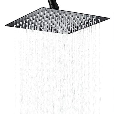 Hiendure Shower Head12 Inch Rainfall Shower Head in Matte BlackHigh Presssure Adjustable UltraThin Stainless Steel Top Sprayer