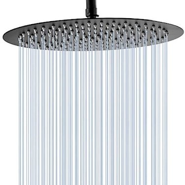 GGStudy 12 Inches Round Rain Shower head Large Stainless Steel High Pressure Shower HeadUltra Thin Rainfall Bath Shower 12 Connection Oil Rubbed Bronze Black Shower Head