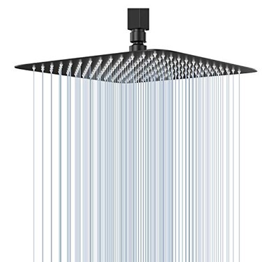 GGStudy High Pressure Square Shower Head 12 Inches Large Stainless Steel Shower HeadsUltra Thin Rainfall Bath Shower 12 Connection Oil Rubbed Bronze Black Shower Head