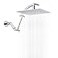 Hibbent All Metal cUPC Rain Shower Head 10 High Pressure Rainfall Showerhead with 16 Shower Head Extension Arm Solid Brass Adjustable Shower Arm Extender fixed Showerheads Chrome