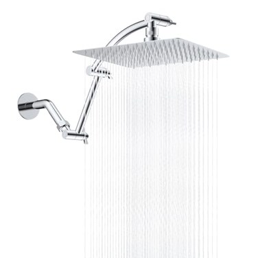 Hibbent All Metal cUPC Rain Shower Head 10 High Pressure Rainfall Showerhead with 16 Shower Head Extension Arm Solid Brass Adjustable Shower Arm Extender fixed Showerheads Chrome