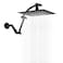 Hibbent All Metal cUPC Rain Shower Head 10 High Pressure Rainfall Showerhead with 16 Shower Head Extension Arm Solid Brass Adjustable Shower Arm Extender fixed Showerheads Matte Black