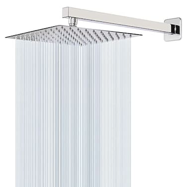 HarJue Shower Head with Extension Arm High Pressure Square with ShowerArm Stainless Steel Rainfall Waterfall Full Body Coverage 10 Shower with 16 Arm Chrome
