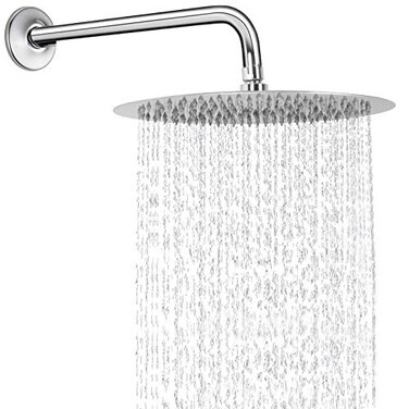 NearMoon Round Rain Shower Head With Shower Arm Large Stainless Steel Rainfall ShowerWaterfall Full Body Coverage 12 Inch Chrome Finish