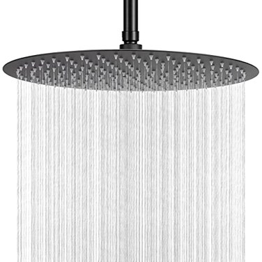 NearMoon Rain Shower Head UltraThin DesignPressure Boosting Awesome Some Experience High Flow Stainless Steel Rainfall Head 16 Inch Matte Black