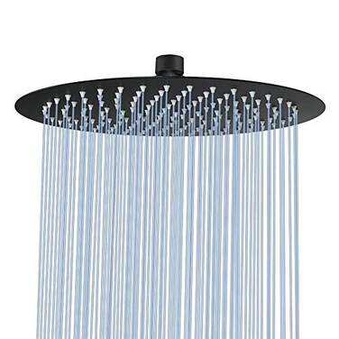 NearMoon Rain Shower Head UltraThin DesignPressure Boosting Awesome Some Experience High Flow Stainless Steel Rainfall Head 12 Inch Matte Black