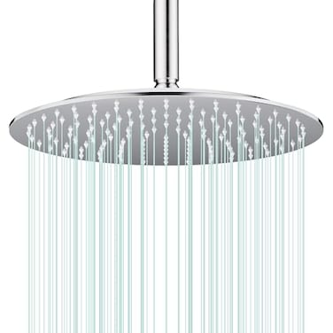 AULEEND All Metal Rain Shower Head Heavy Duty Stainless Steel Easy Install High Water Flow UltraThin Modern Design for Bathroom Chrome 12
