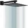 GGStudy Rain Shower Head Black with Extension Arm 12 Inch Square Shower Head with 16 Inch Shower Arm Large Stainless Steel Rainfall Showerhead Matte Black Waterfall Full Body Coverage by