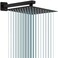 GGStudy Rain Shower Head Black with Extension Arm 12 Inch Square Shower Head with 16 Inch Shower Arm Large Stainless Steel Rainfall Showerhead Matte Black Waterfall Full Body Coverage by