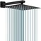 GGStudy Rain Shower Head Black with Extension Arm 12 Inch Square Shower Head with 16 Inch Shower Arm Large Stainless Steel Rainfall Showerhead Matte Black Waterfall Full Body Coverage by