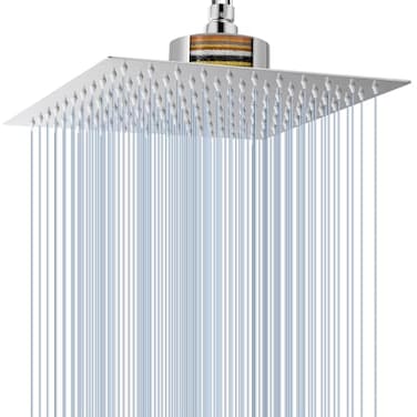 Voolan Rain Shower Head with Filtered High Flow Large Rainfall Shower Heads Made of Stainless Steel Waterfall Showerhead Filter For Hard Water 10 Chrome