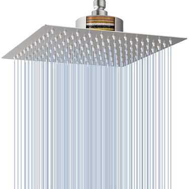 Voolan Rain Shower Head with Filtered High Flow Large Rainfall Shower Heads Made of Stainless Steel Waterfall Showerhead Filter For Hard Water12 Brushed Nickel