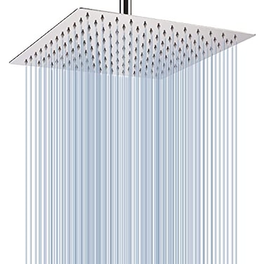 Voolan Rain Shower Head High Flow Large Rainfall Shower Heads Made of Stainless Steel Waterfall Bathroom Square Showerhead Ceiling or Wall Mount 12 Chrome