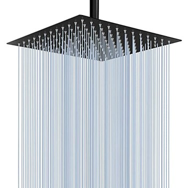 Voolan Rain Shower Head High Flow Large Rainfall Shower Heads Made of Stainless Steel Waterfall Bathroom Square Showerhead Ceiling or Wall Mount 12 Black