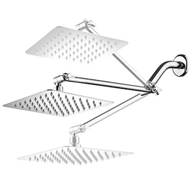 Hotel Spa HotelSpa Giant 10 Stainless Steel Rainfall Square Showerhead with Solid Brass Adjustable Extension Arm