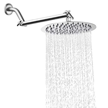 NearMoon Rain Shower Head with 11 Adjustable Arm High Pressure Stainless Steel Rainfall Shower UltraThin Design Pressure Boosting 10 Inch Chrome
