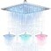 NeierThodore 12 LED Square Rainfall Shower Head Brushed Nickel Top Sprayer Shower Head WallCeiling Mounted