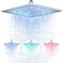 NeierThodore 12 LED Square Rainfall Shower Head Brushed Nickel Top Sprayer Shower Head WallCeiling Mounted